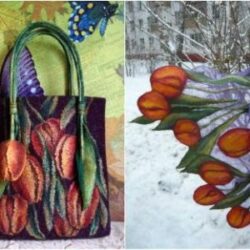 Светлана Фомина «Сумка с живописным декором «Тюльпаны»+ Палантин